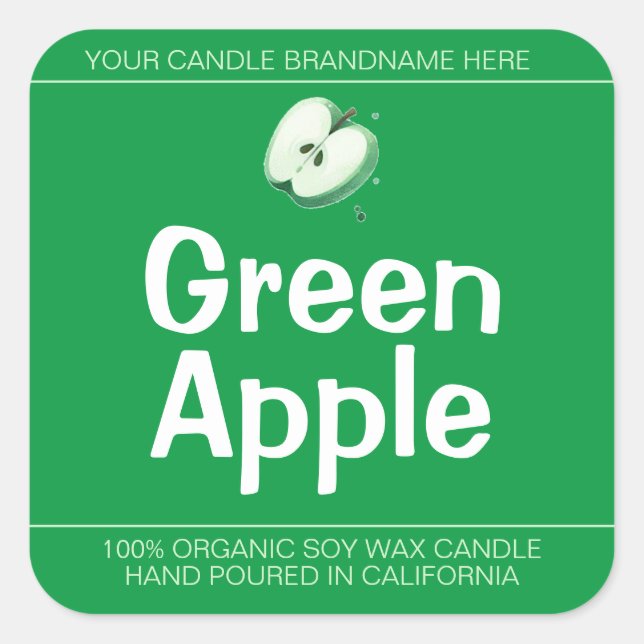 Symbole vert pomme mignonne Soy bougies Étiquette (Devant)