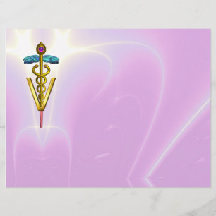 SYMBOLE VÉTÉRINAIRE D'OR CADUCUS, lilas, rose