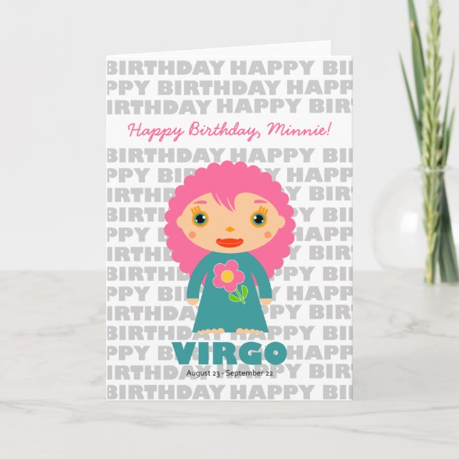 Symbole Virgo Zodiac Carte d'anniversaire (Devant)