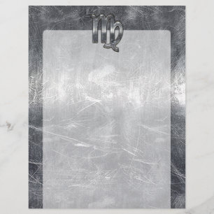 Symbole Virgo Zodiac Grunge Argent Style désaffect