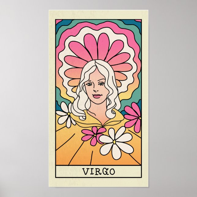 Symbole Virgo Zodiac Poster vintage d'art Abstrait (Devant)
