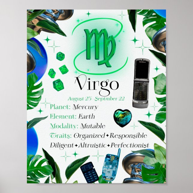 Symbole Virgo Zodiac Star Y2K Blanc 4:5 Poster (Devant)