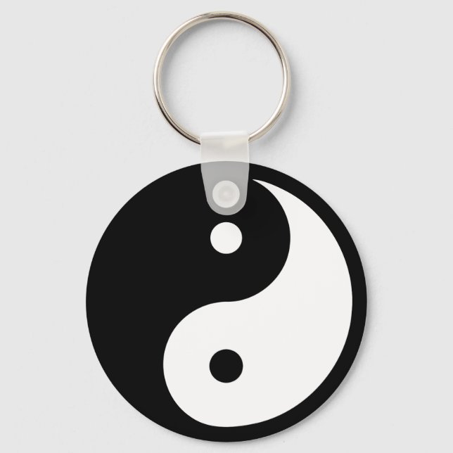 Symbole Yin Yang en Porte-Clés Noir et Blanc (Recto)