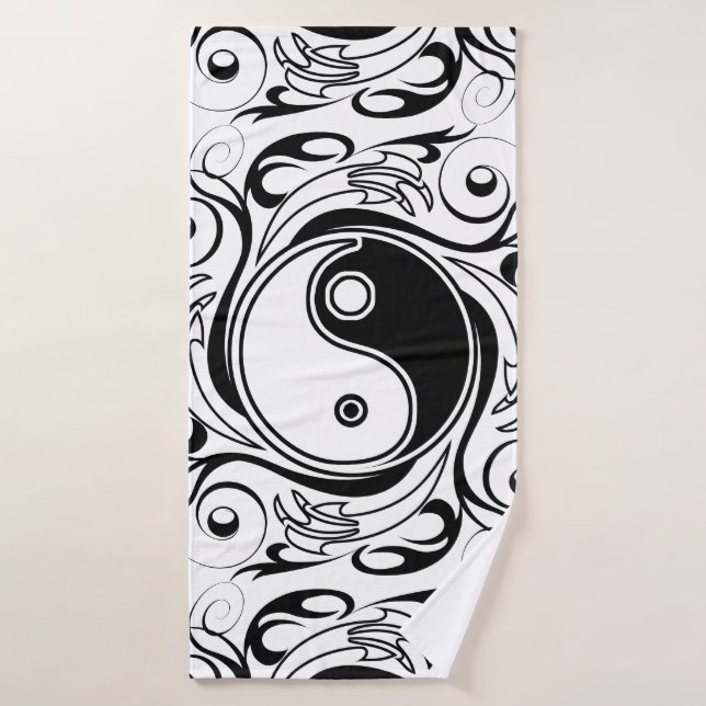 Symbole Yin & Yang Tatouage Noir et Blanc (Serviette de bain)