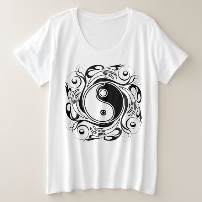 Symbole Yin & Yang Tatouage Noir et Blanc (Design devant)