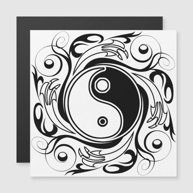 Symbole Yin & Yang Tatouage Noir et Blanc (Devant / Derrière)