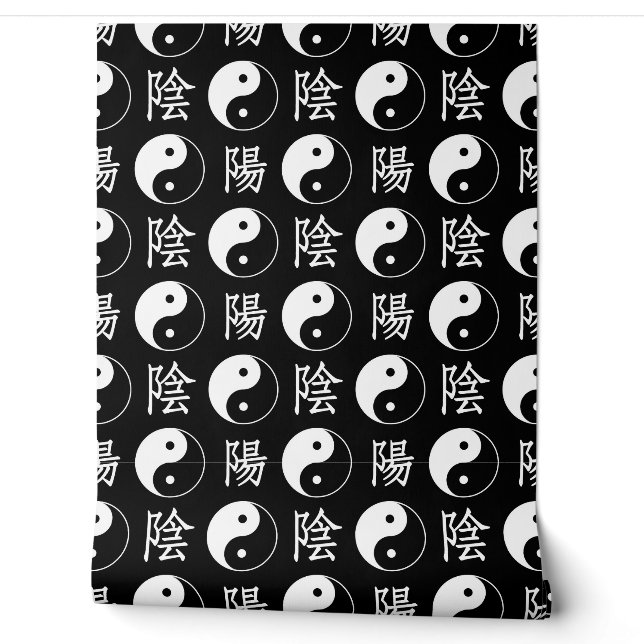 Symbole Yinyang noir Décor du mur Motif chinois (Déroulement)