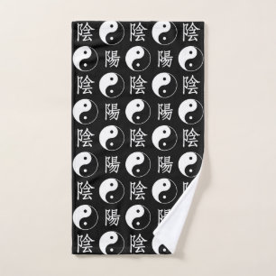 Symbole Yinyang noir Motif de texte chinois