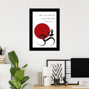 Symbole Yoga & Soleil Rouge Om Ohm Poster Spiritue
