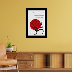 Symbole Yoga & Soleil Rouge Om Ohm Poster Spiritue