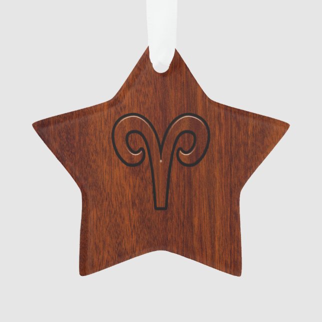 Symbole Zodiac Aries Brown en acajou (devant)