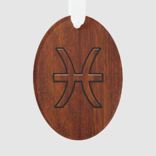Symbole Zodiac Pisces Style de grains de bois d'ac