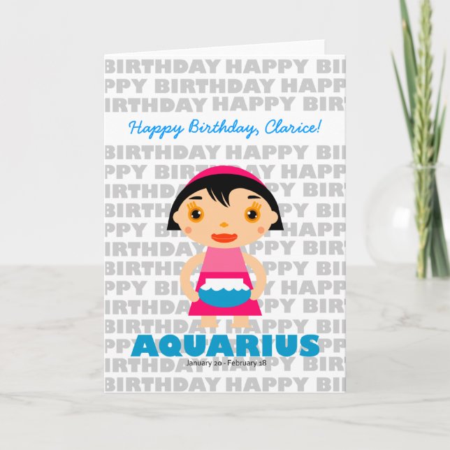 Symbole Zodiaque Aquarius Carte d'anniversaire (Devant)