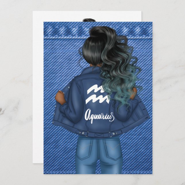Symbole Zodiaque Aquarius Invitation de fête d'ann (Devant / Derrière)