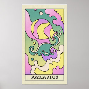 SYMBOLE Zodiaque Aquarius Poster vintage d'art Abs