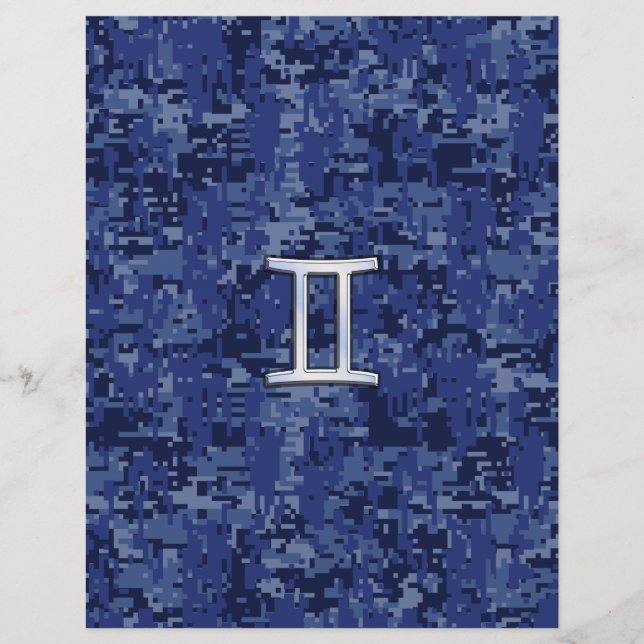 SYMBOLE Zodiaque Gemini Camouflage numérique bleu (Devant)