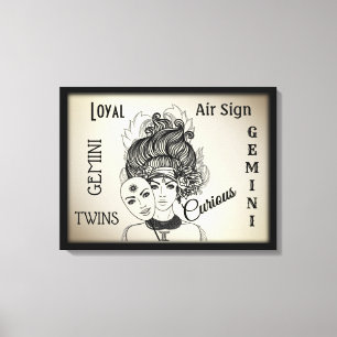 Symbole zodiaque Gemini n Panneau Toile encadrée