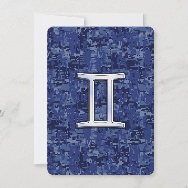 Symbole Zodiaque Gemini sur Camo numérique bleu ma (Devant)
