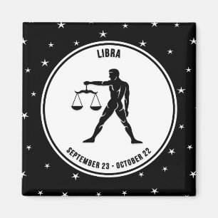 SYMBOLE Zodiaque Libra, Magnet noir et blanc