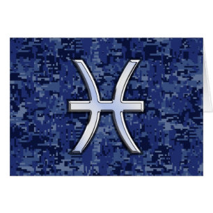 Symbole Zodiaque Pisces sur Camo numérique bleu ma