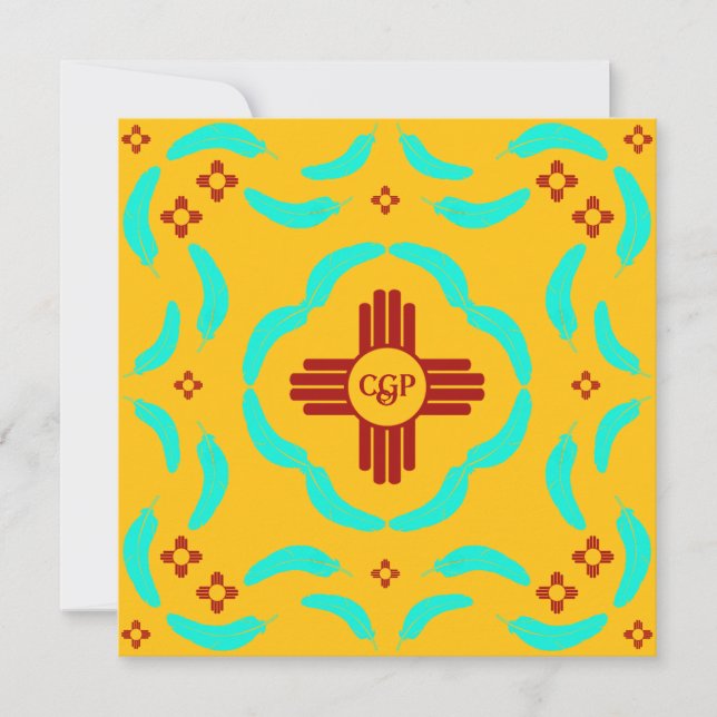 Symboles Red Zia Nouveau-Mexique Plumes turquoise (Devant)