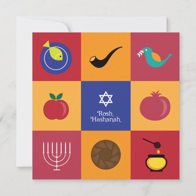 Symboles Rosh Hashanah carte plat (Devant)
