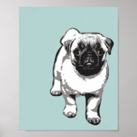 Sympa Carlin Chien Art Moderne Poster Vert Noir &