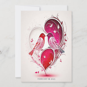 Sympa Coeur Formé Lovebirds Invitations de mariage