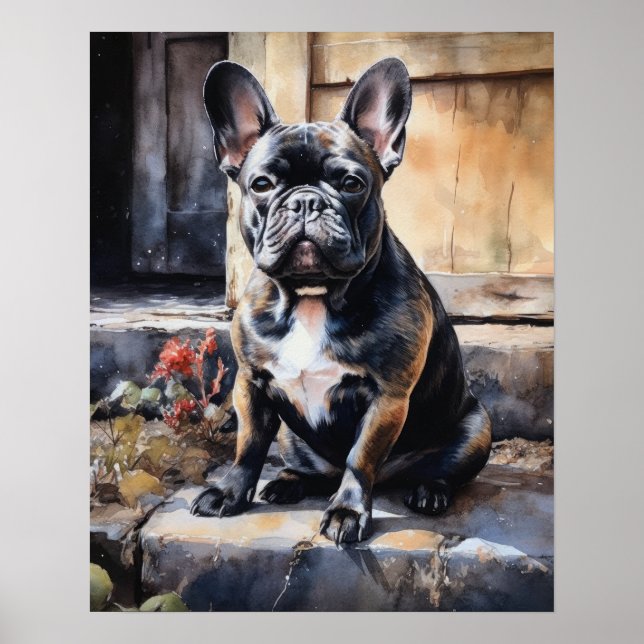 Sympa French Bulldog Chien Art Imprimer Poster (Devant)