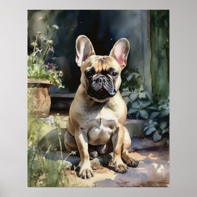 Sympa French Bulldog Chien Art Imprimer Poster (Devant)