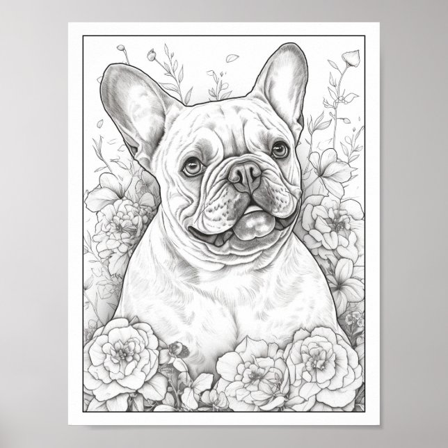 Sympa French Bulldog Coloring Poster (Devant)