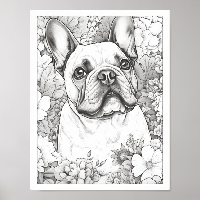 Sympa French Bulldog Coloring Poster (Devant)