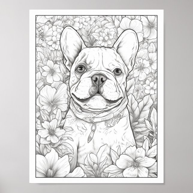 Sympa French Bulldog Coloring Poster (Devant)