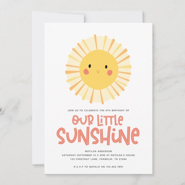 Sympa jaune soleil illustration fête d'anniversair (Devant)