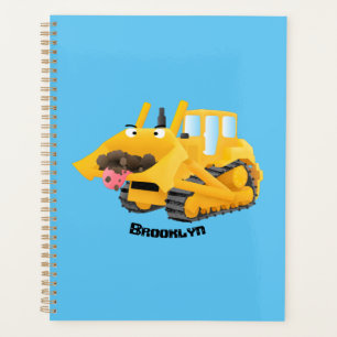 Sympa joli caractère de dessin animé au bulldozer