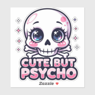 Sympa Mais Psycho - Sticker Kawaii Skull