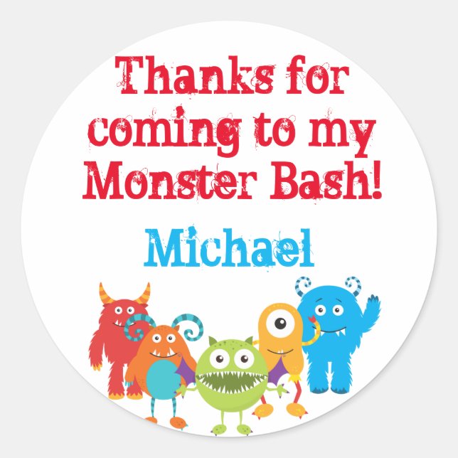 Sympa Monster Party Favoriser Stickers (Devant)