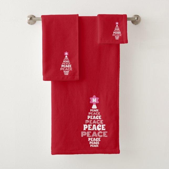 Sympa Noël Arbre de Paix Custom Initial Rouge (En situation)