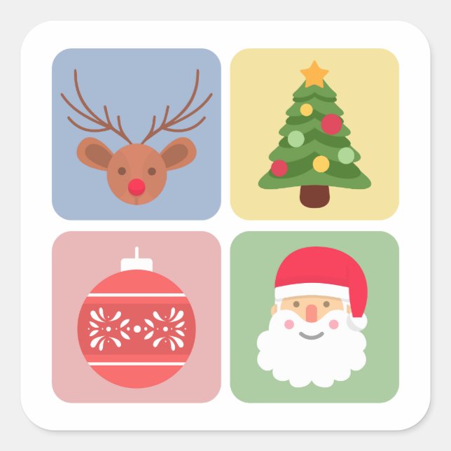 Sympa Noël moderne icône autocollant (Devant)