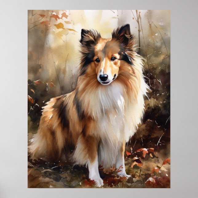 Sympa Shetland Sheepdog Chien Art Imprimer Poster (Devant)