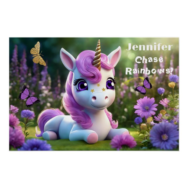 Sympa Unicorn Glossy Poster (Devant)