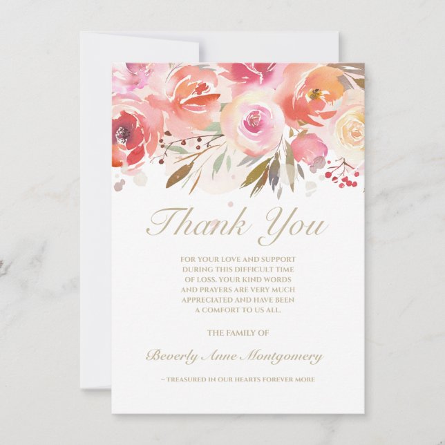 Sympathie Floral Blush Aquarelle Rose Merci (Devant)