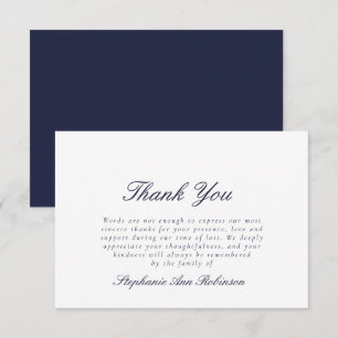 Sympathie funéraire simple Bleu Merci Note