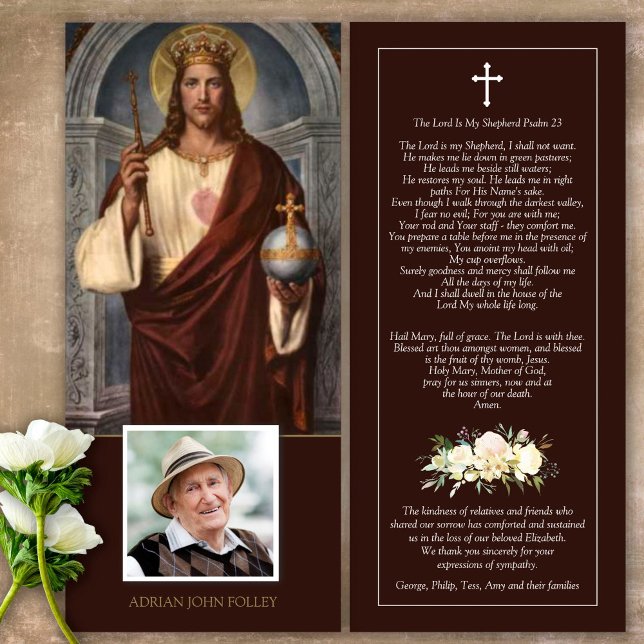 Sympathie Jésus Notre roi Carte de remerciements f (Catholic, Religious, Celebration of Life, In Loving Memory of, Forever in our hearts, funeral cards)