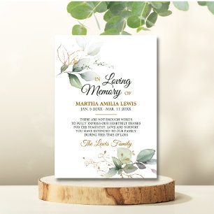 Sympathie Mémoire Verdure Or Feuille MERCI 