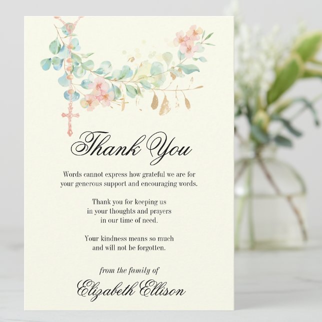 Sympathie Merci funéraire religieux (Traditional Catholic Funeral Memorial Thank You  Card)