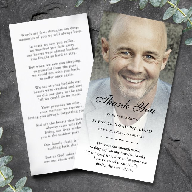 Sympathie photo personnalisée Merci (Sympathy Thank You Photo Card)