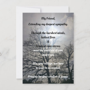 Sympathie profonde de la carte de voeux plat de l'