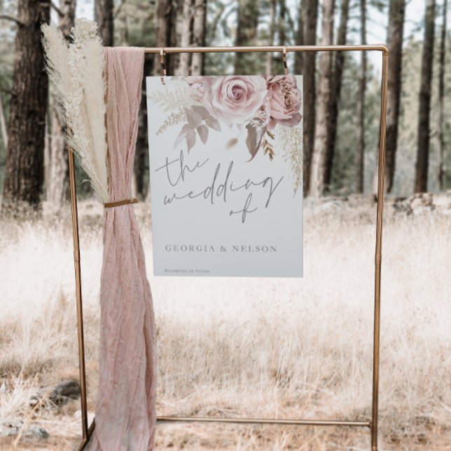 Sympathique Blush Floral Grand Poster Mariage Pann (Créateur téléchargé)