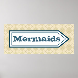 Sympathique Mermaid Beach Panneau Mur Art Poster